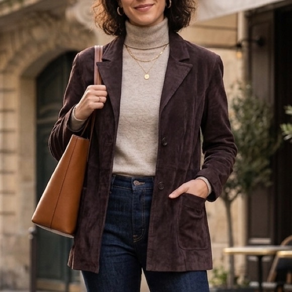 St. John's Bay Jackets & Blazers - Vintage St. John's Bay Dark Brown Suede Jacket